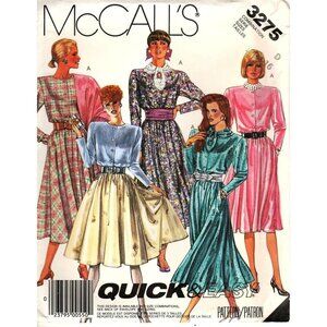 McCall's 3275 Misses 12 to 16 Dress and Scarf Vintage Sewing Pattern New 1987